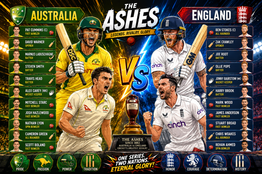 Australian Men’s Cricket Team Vs England Cricket Team Players 