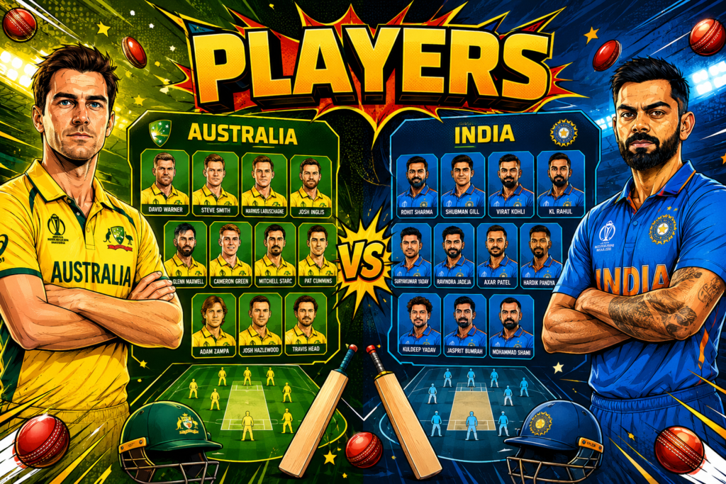 Australian Men’s Cricket Team Vs India National Cricket Team Players
