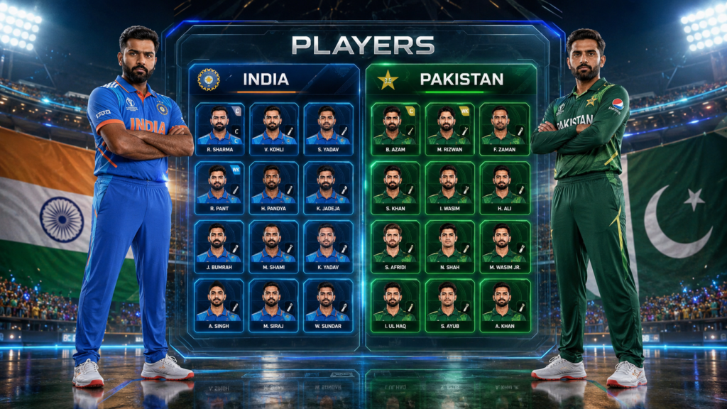 India National Cricket Team Vs Pakistan National Cricket Team Players