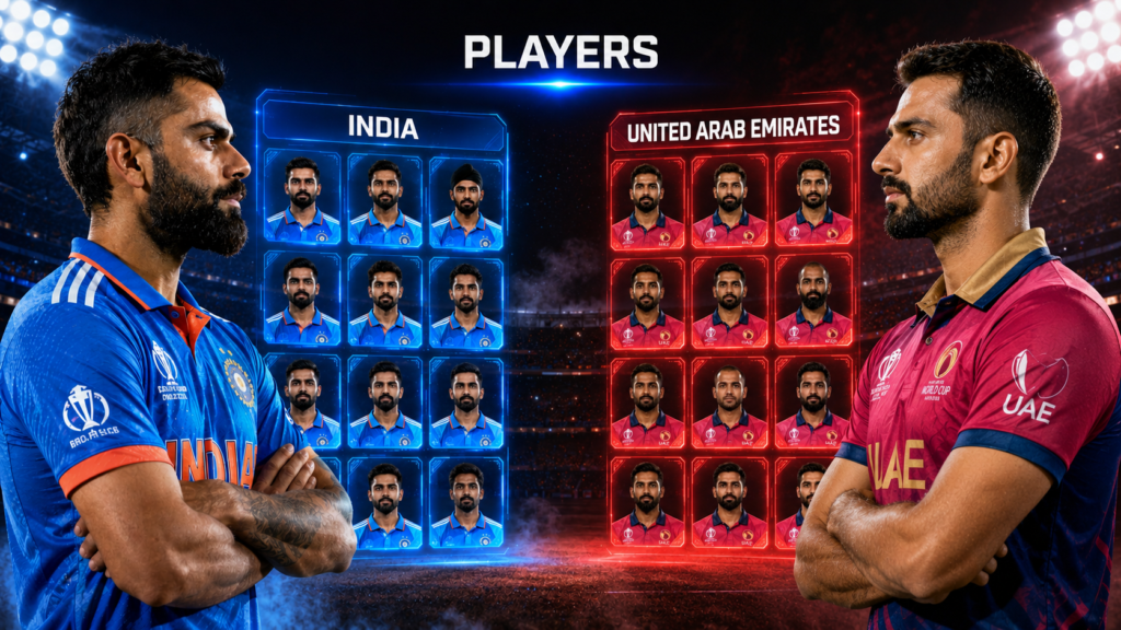 India National Cricket Team Vs United Arab Emirates National Cricket Team Players