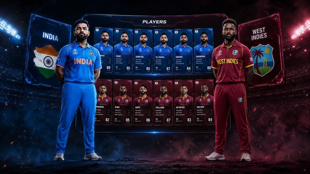 India National Cricket Team Vs West Indies Cricket Team Players