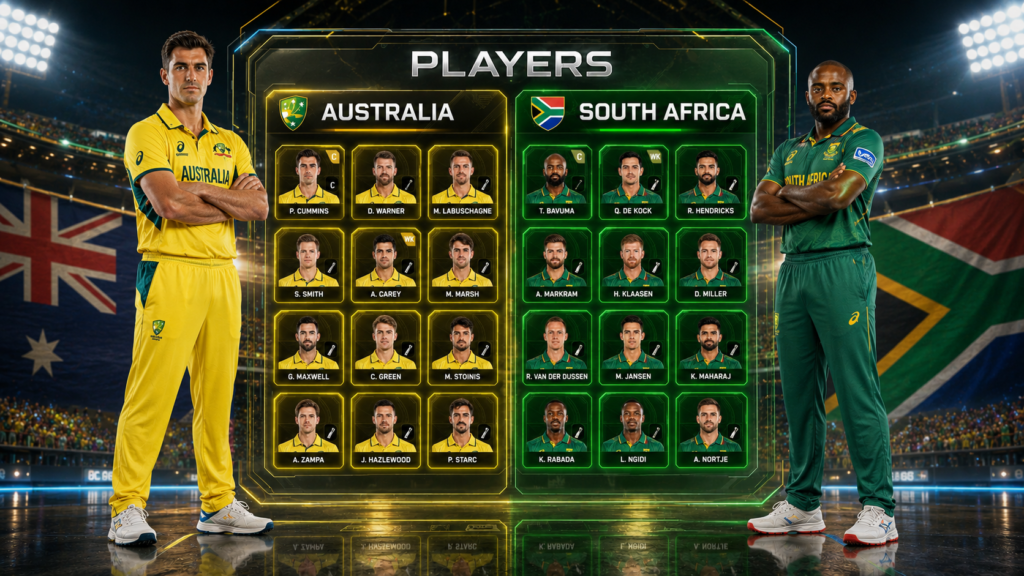 Australian Men’s Cricket Team Vs South Africa National Cricket Team Players