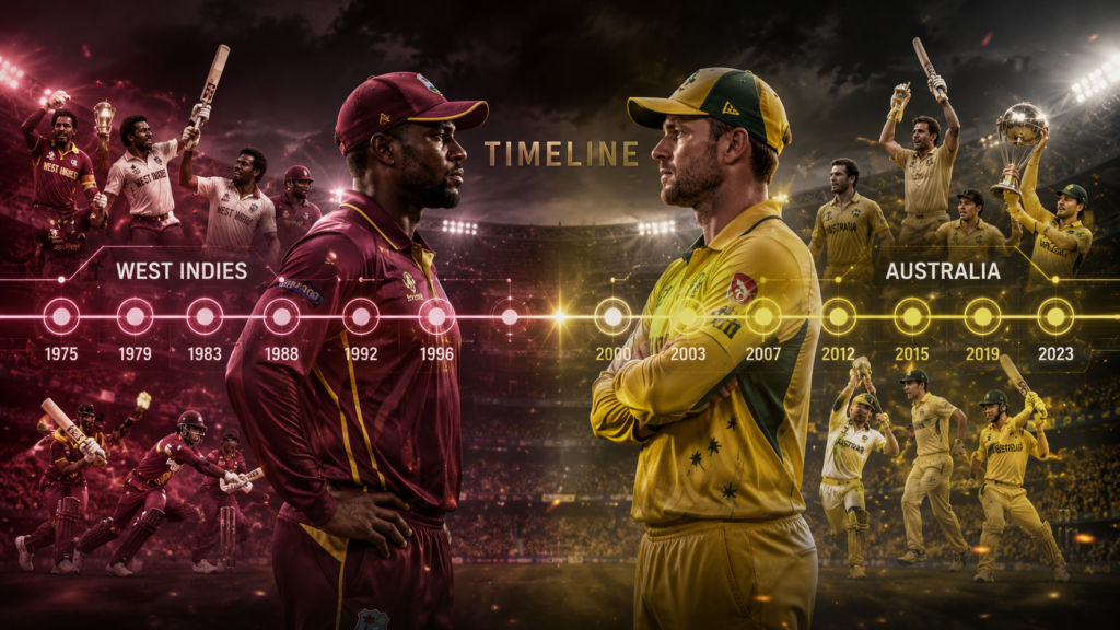 West Indies Cricket Team Vs Australian Men’s Cricket Team Timeline