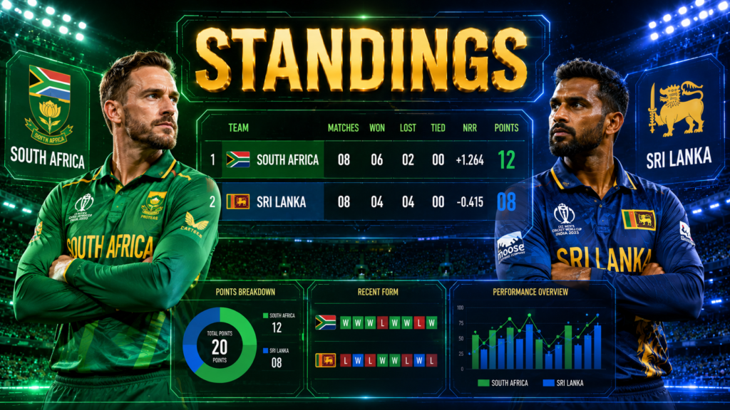 South Africa National Cricket Team Vs Sri Lanka National Cricket Team Standings