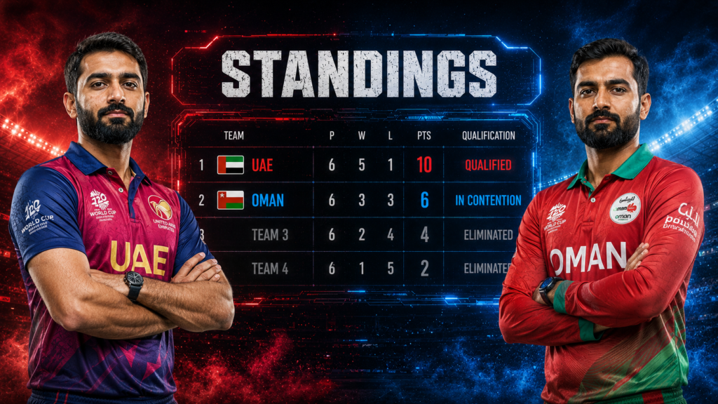 United Arab Emirates National Cricket Team Vs Oman National Cricket Team Standings