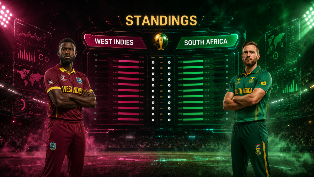 West Indies Cricket Team Vs South Africa National Cricket Team Standings