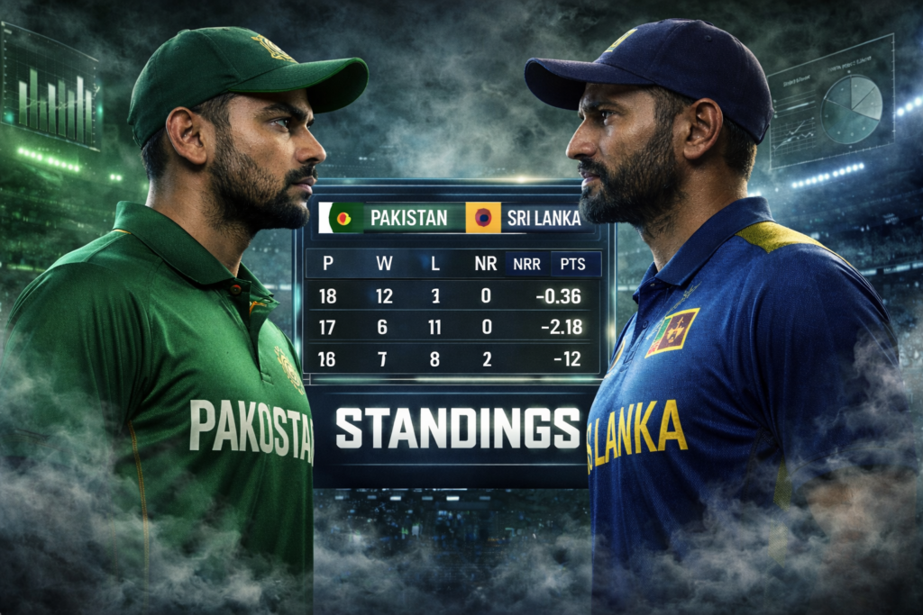 Pakistan National Cricket Team Vs Sri Lanka National Cricket Team Standings