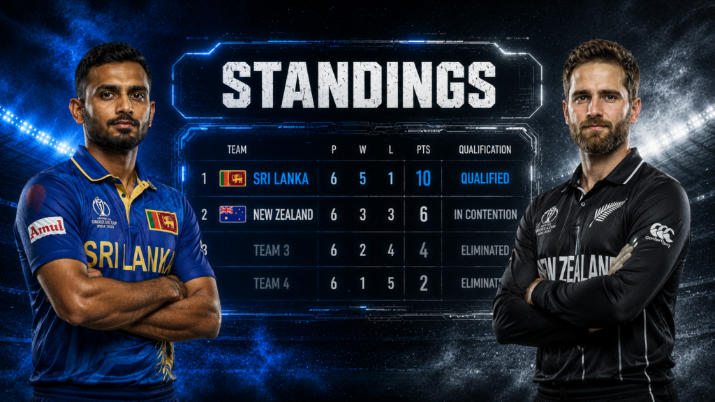 Sri Lanka National Cricket Team Vs New Zealand National Cricket Team Standings