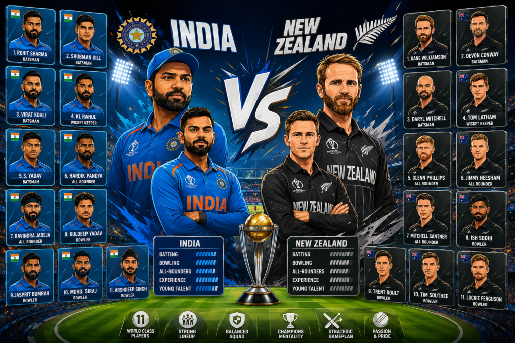 India National Cricket Team Vs New Zealand National Cricket Team Players