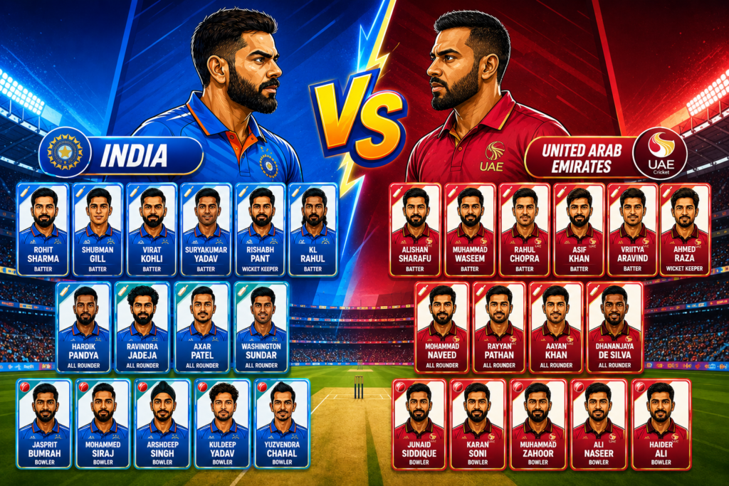 India National Cricket Team Vs United Arab Emirates National Cricket Team Players